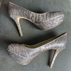 Nine West Metallic Zebra Print Stiletto Heels Size 8